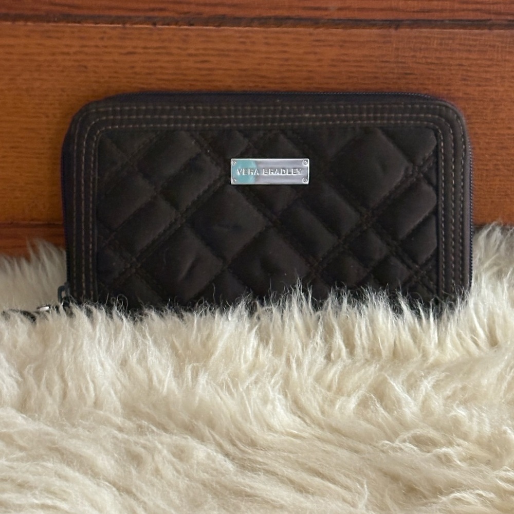 Vera Bradley Black Quilted Zippered Wallet